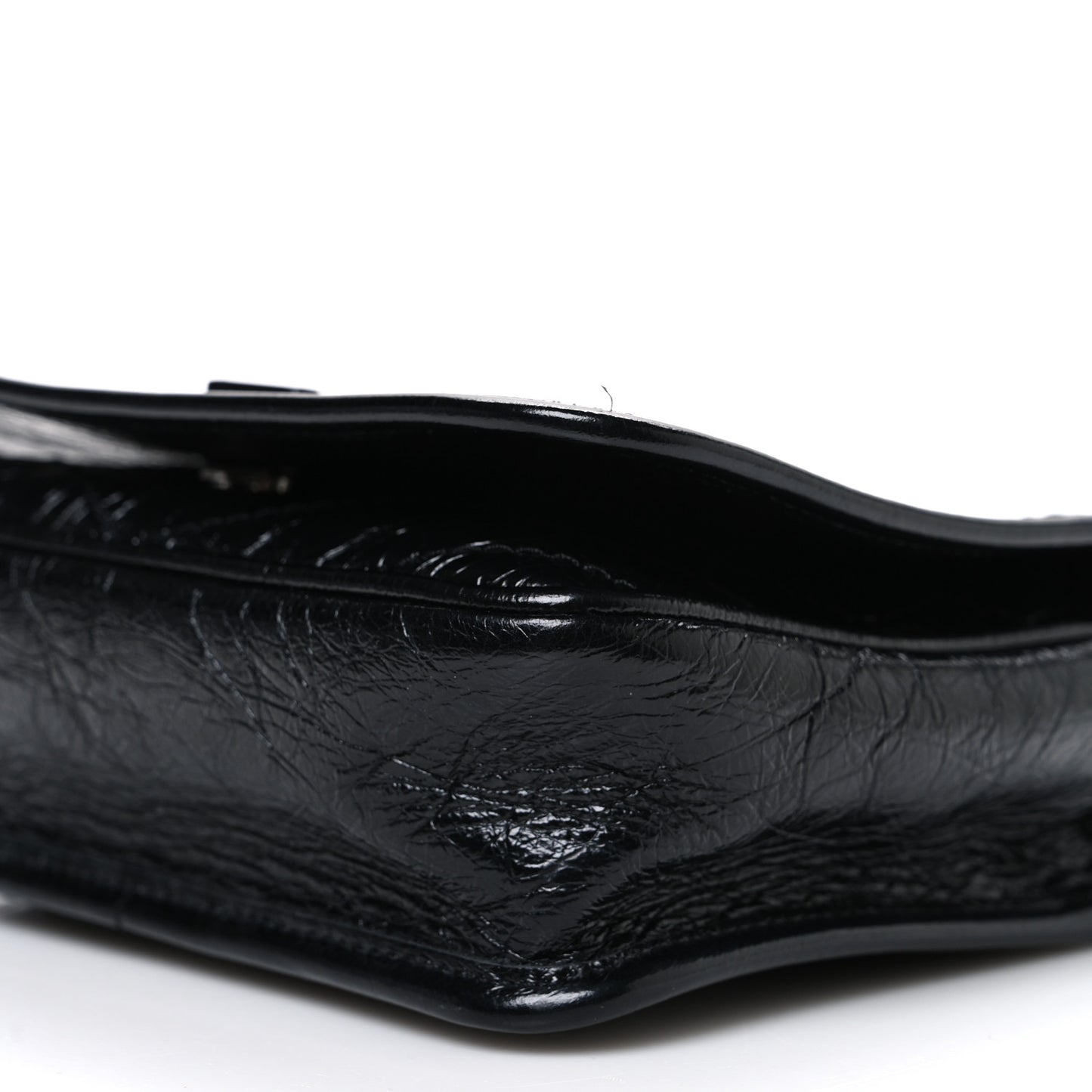 Crinkled Calfskin Matelasse Monogram Niki Chain Wallet Black