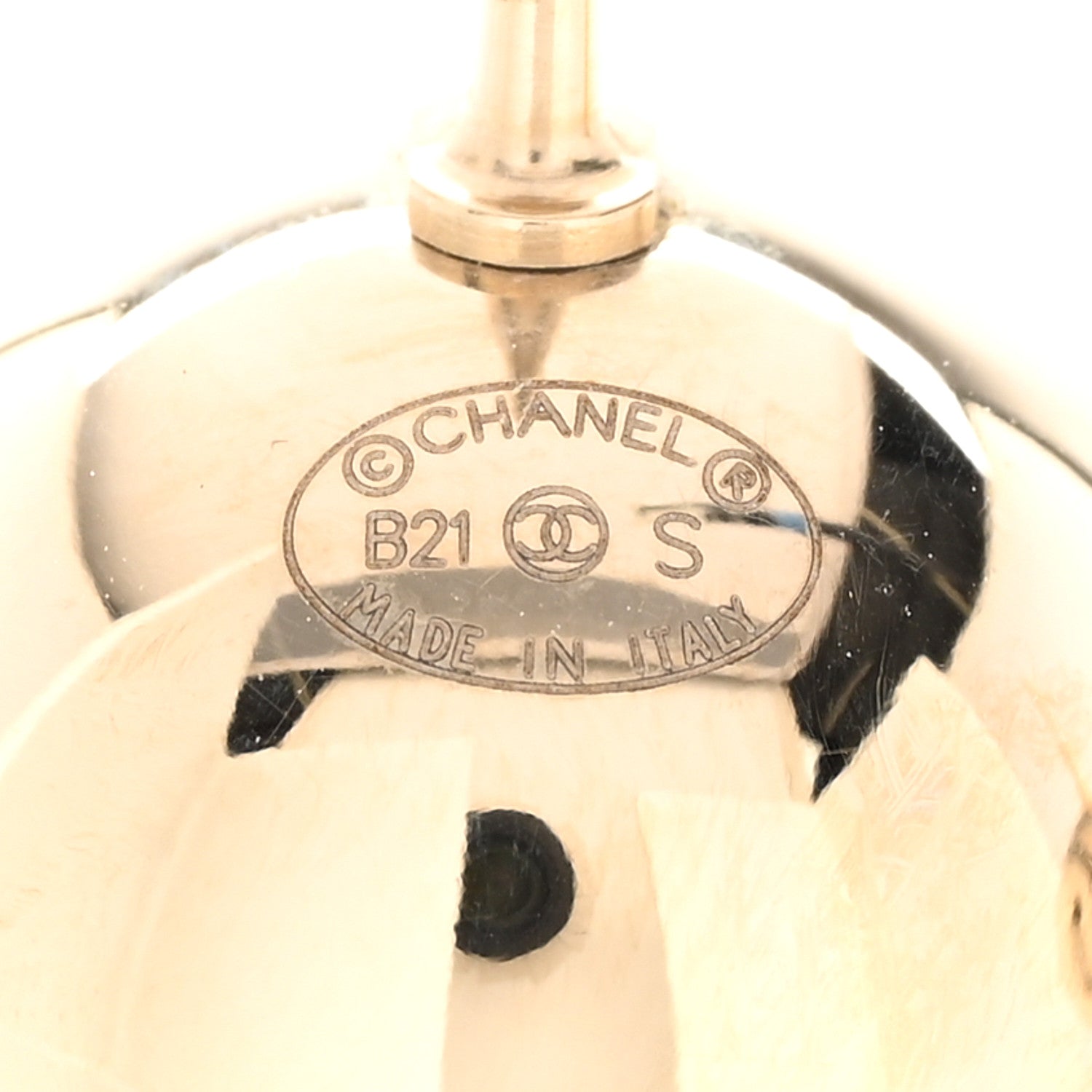 Chanel Metal Bead CC Stud Earrings Gold 4 of 5