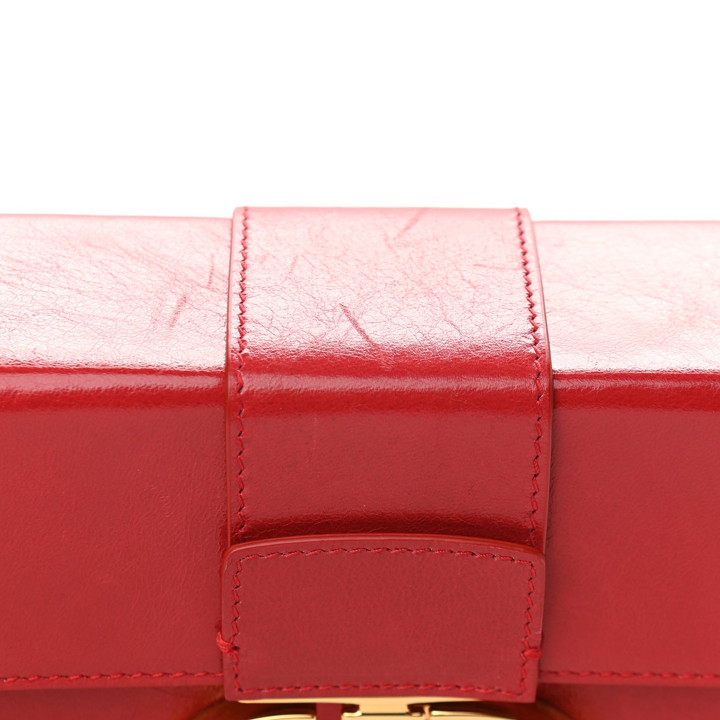 Crackled Lambskin 30 Montaigne Box Bag Red