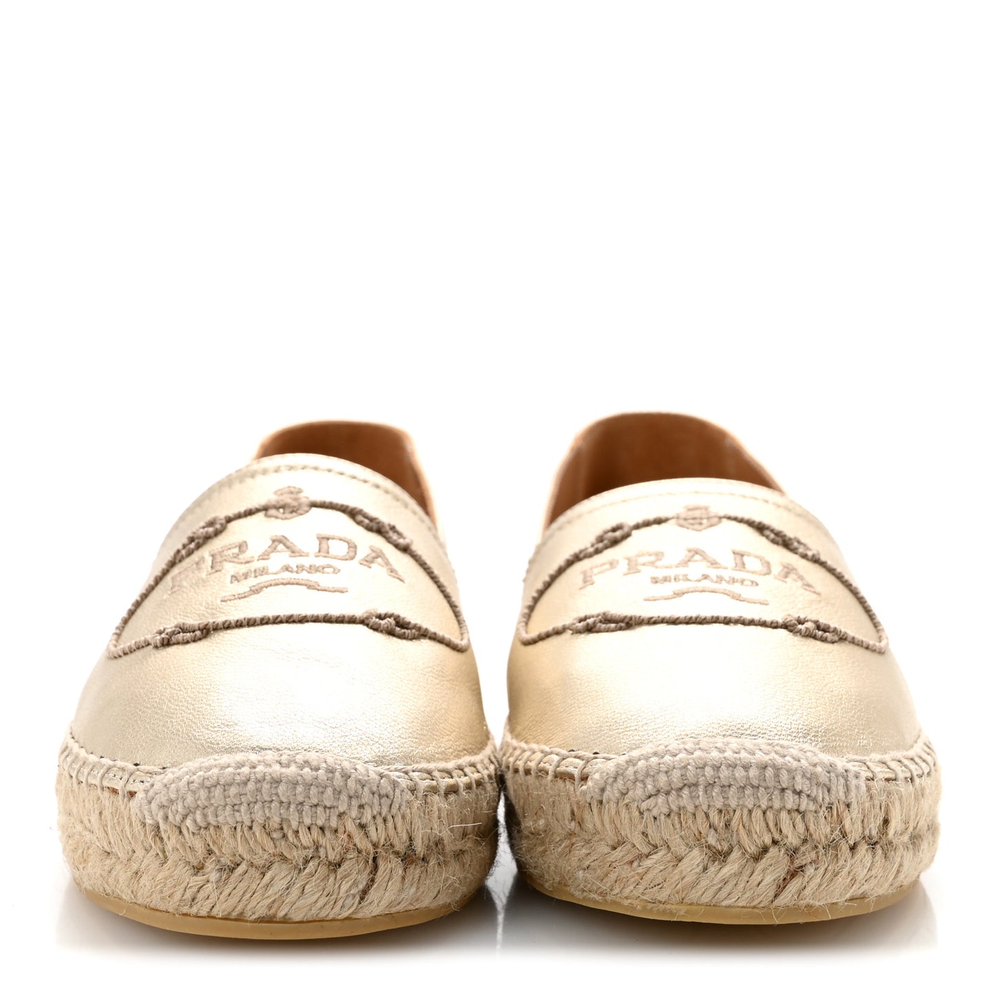 Metallic Nappa Embroidered Logo 20mm Espadrilles 37 Platino