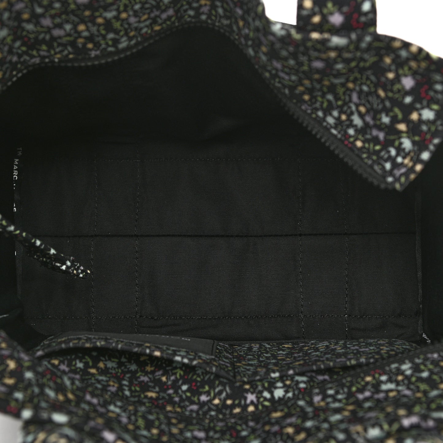 Cotton Canvas Floral Print Medium The Traveler Tote Bag Black