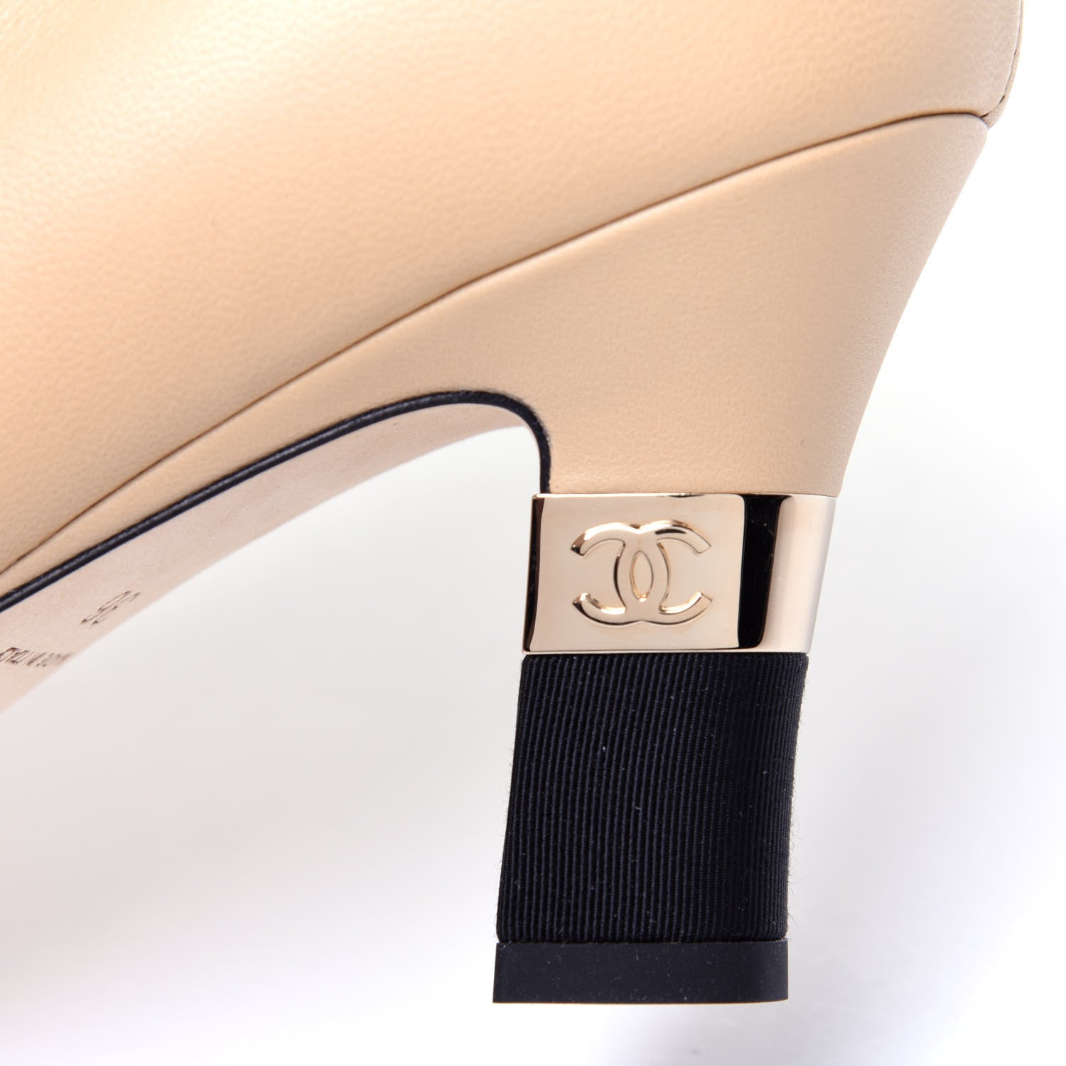 Chanel Lambskin Grosgrain Cap Toe Short Ankle Boots 36 Beige Black 11 of 12