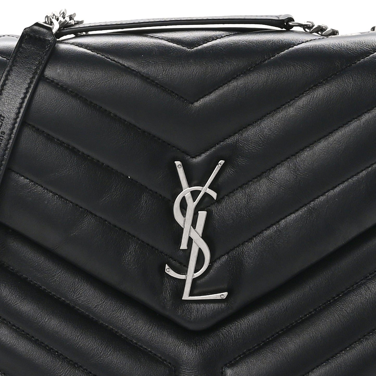 Calfskin Y Quilted Monogram Medium Loulou Chain Satchel Black