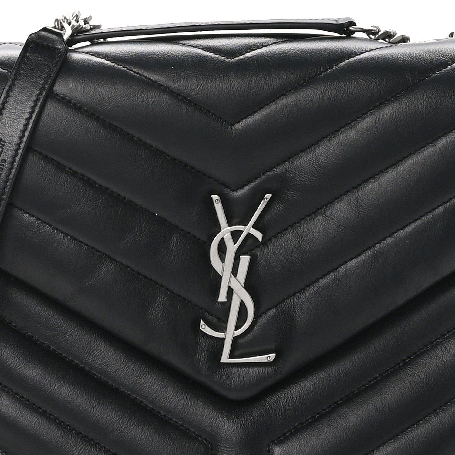 Saint Laurent Calfskin Y Quilted Monogram Medium Loulou Chain Satchel Black 9 of 12