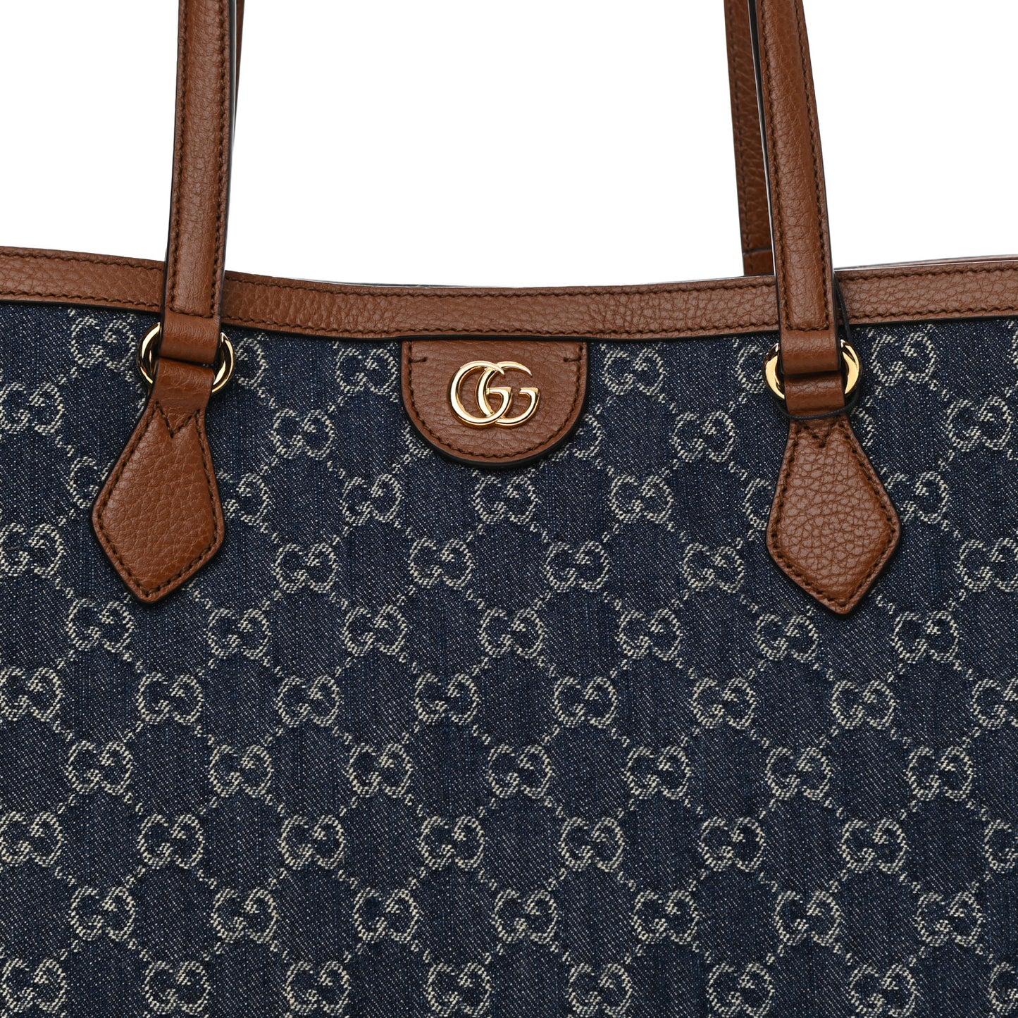 New Denim GG Monogram Medium Ophidia Shopping Tote Blue Tea Cuir