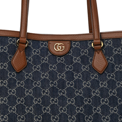 Gucci New Denim GG Monogram Medium Ophidia Shopping Tote Blue Tea Cuir 8 of 9