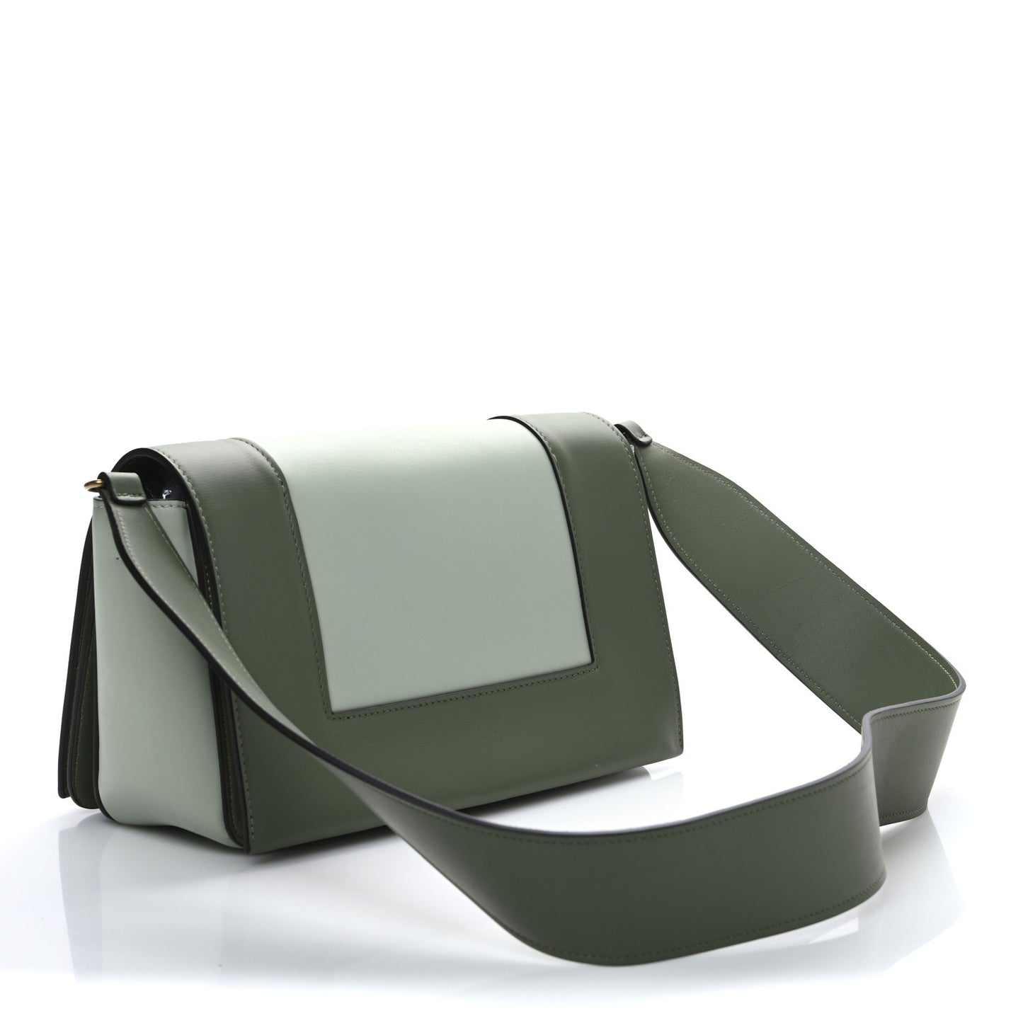 Shiny Smooth Calfskin Medium Frame Shoulder Bag Olive Pastel Green
