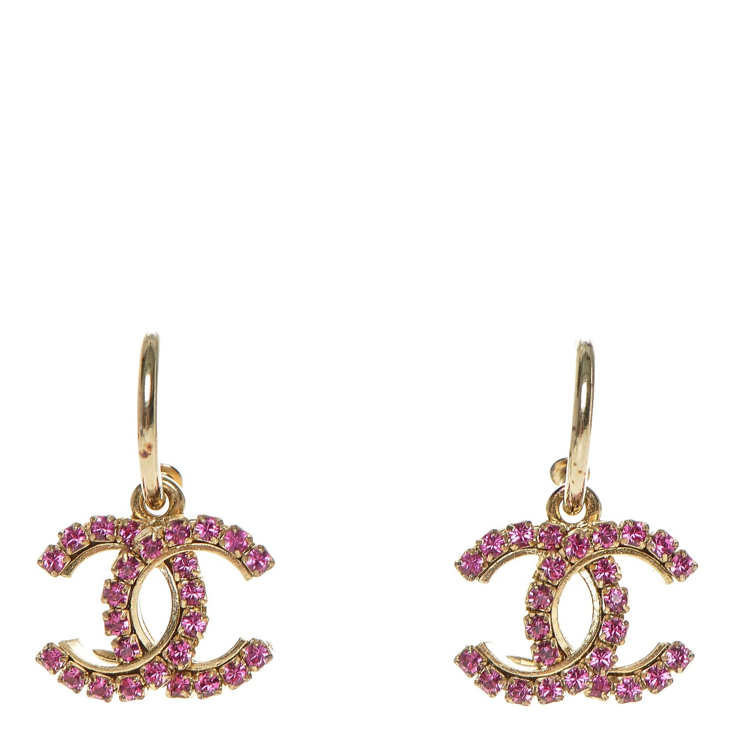 Crystal CC Drop Earrings Fuchsia