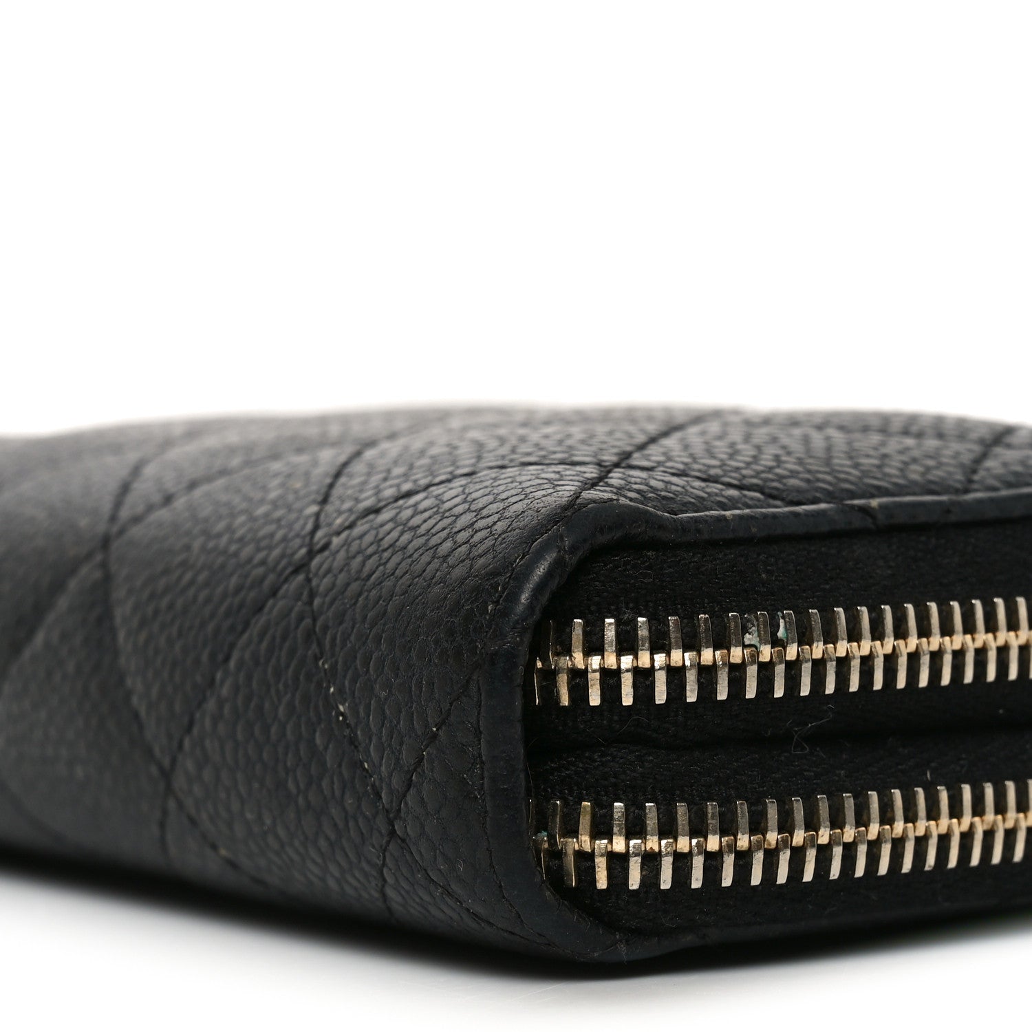 Chanel Caviar Quilted Large Gusset Double Zip Around Wallet Black