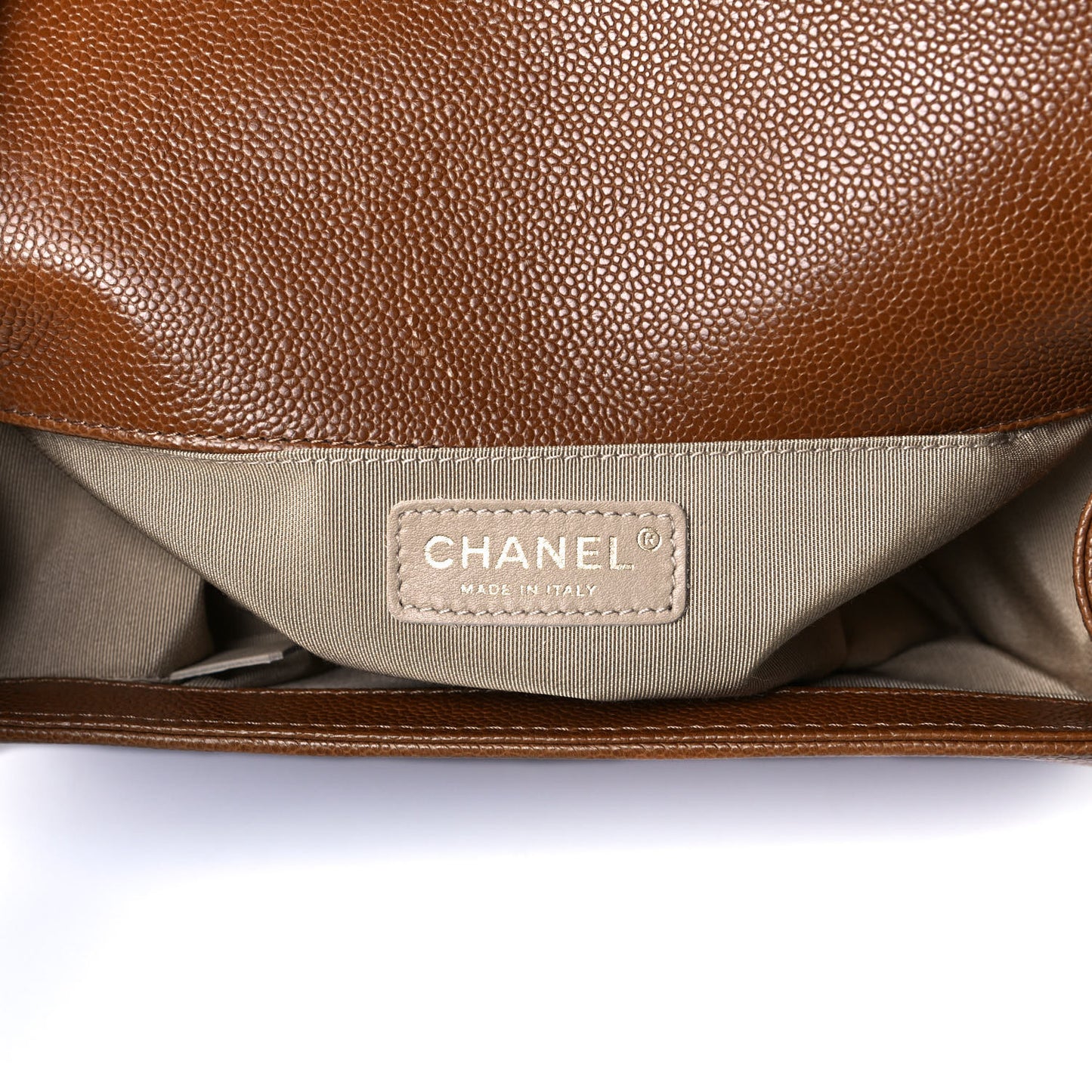Caviar Quilted Medium Boy Flap Brown