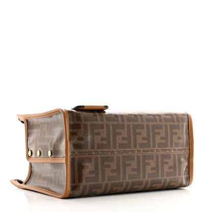 Fendi Glazed Fabric Vitello Century FF 1974 Stamp Patch Mini Peekaboo Defender Cover Mogano Panna Caramello 4 of 12