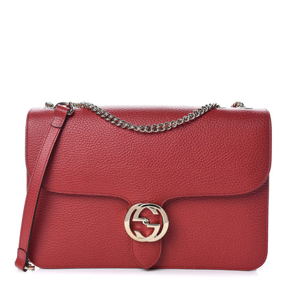 Gucci Dollar Calfskin Interlocking G Shoulder Bag Red 1 of 10