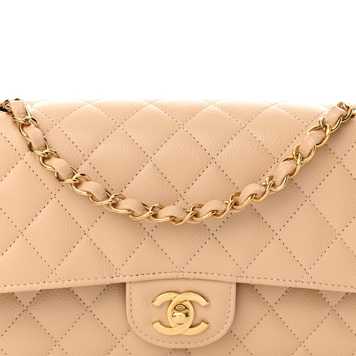 Chanel Caviar Quilted Medium Double Flap Beige 8 of 12