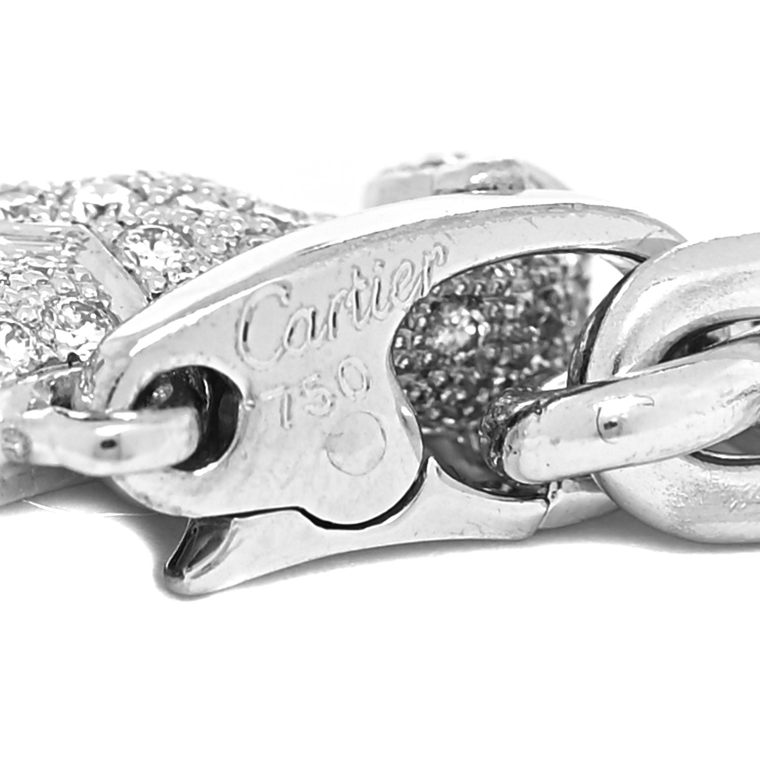 Cartier 18K White Gold Diamond Panthere Charm Bracelet 6 of 8