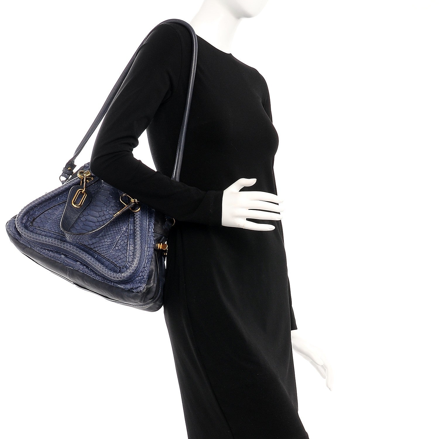 Chloe Python Calfskin Medium Paraty Blue Nuit 2 of 16