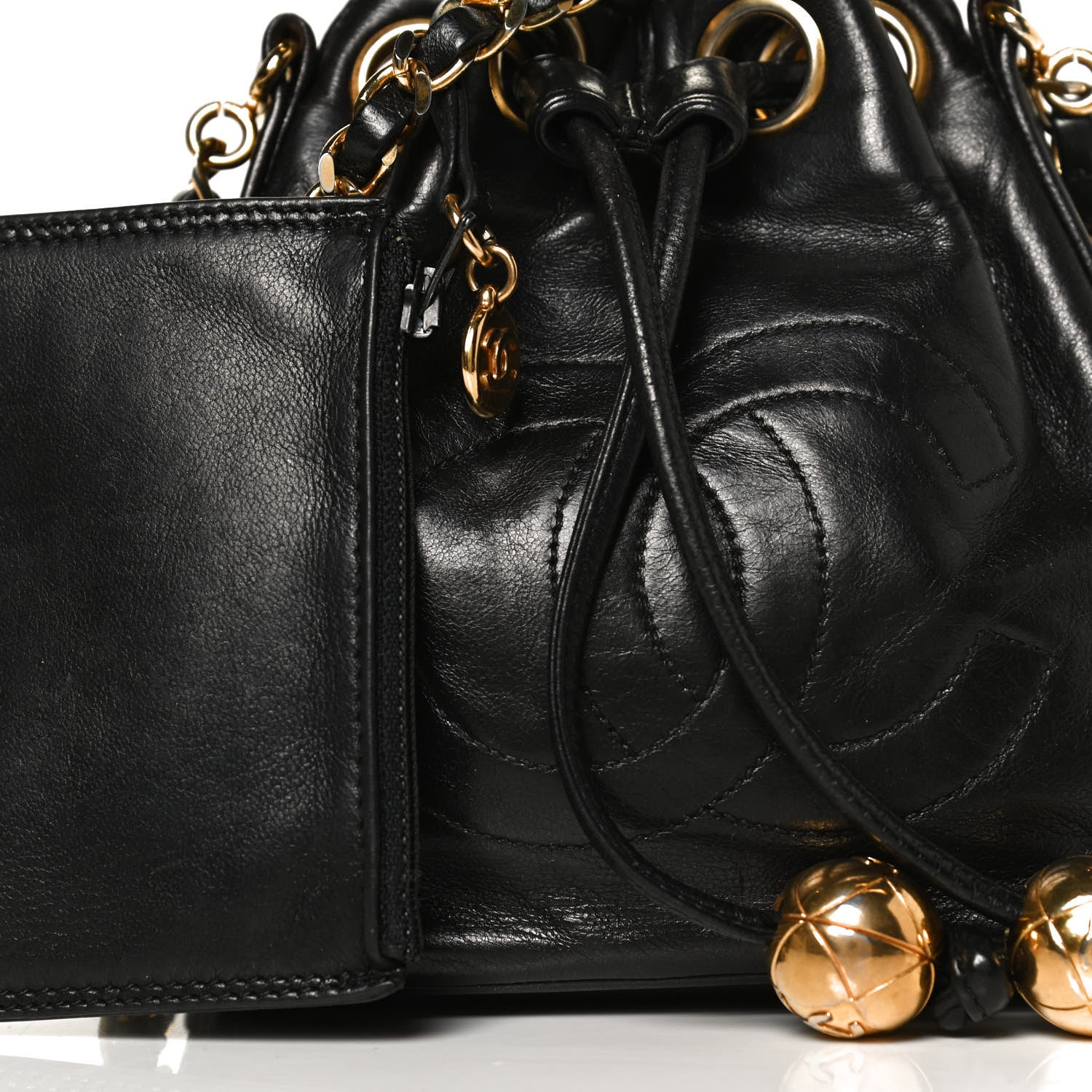Chanel Lambskin Mini CC Drawstring Bag Black 8 of 12