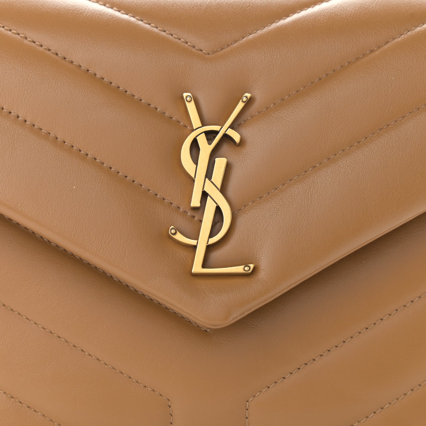 Calfskin Y Quilted Monogram Small Loulou Chain Satchel Dark Natural