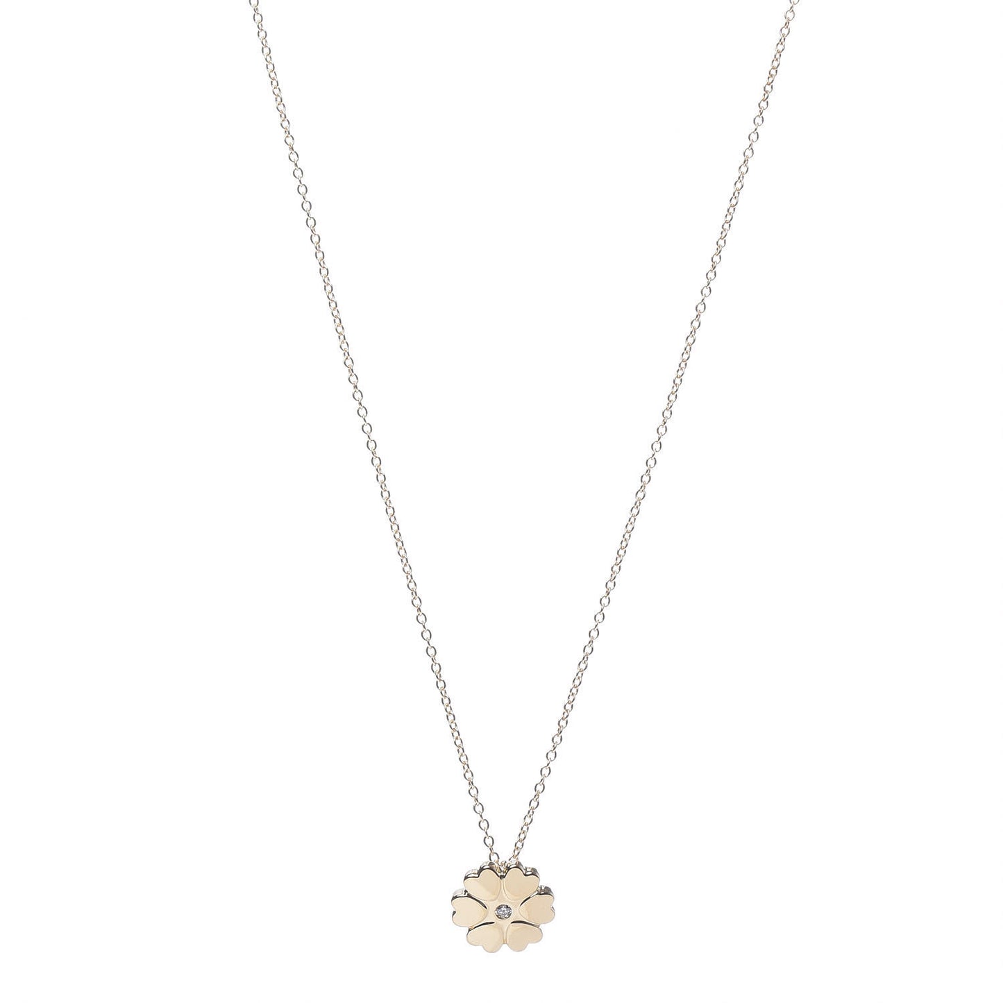 18K Yellow Gold Diamond Paloma Picasso Flower Heart Pendant Necklace