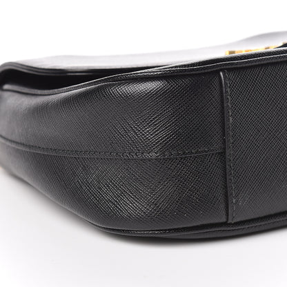 Prada Saffiano Flap Shoulder Bag Black 9 of 10