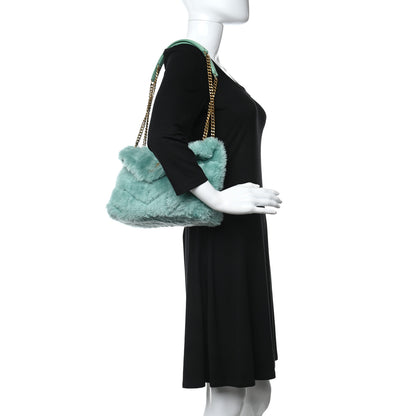 Saint Laurent Merino Shearling Lambskin Quilted Small Loulou Puffer Monogram Chain Satchel Iced Mint 2 of 9