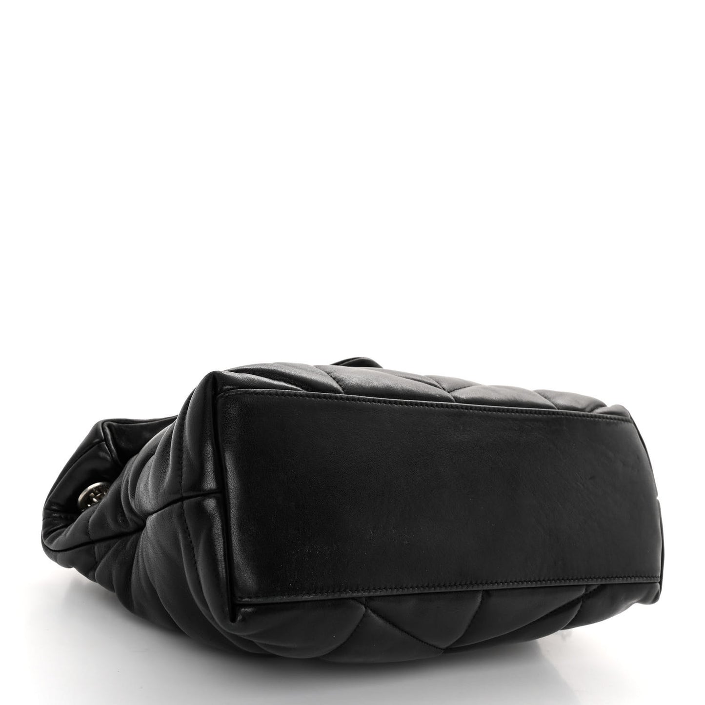Lambskin Quilted Small Loulou Puffer Monogram Chain Satchel Black