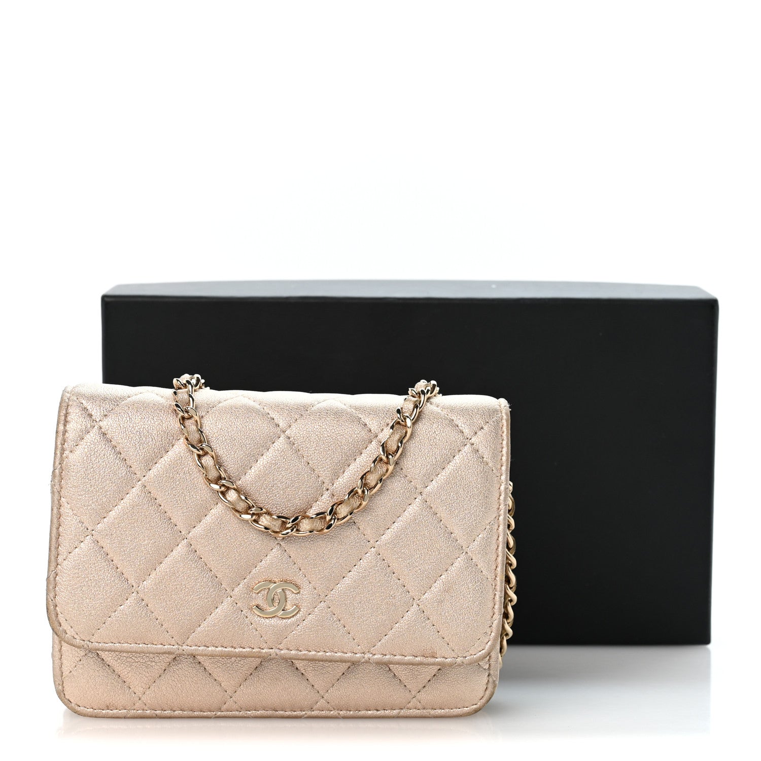 Chanel Metallic Lambskin Quilted Mini Wallet On Chain WOC Gold 14 of 14