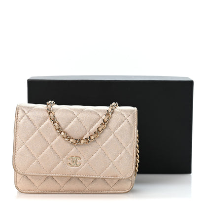 Chanel Metallic Lambskin Quilted Mini Wallet On Chain WOC Gold 14 of 14