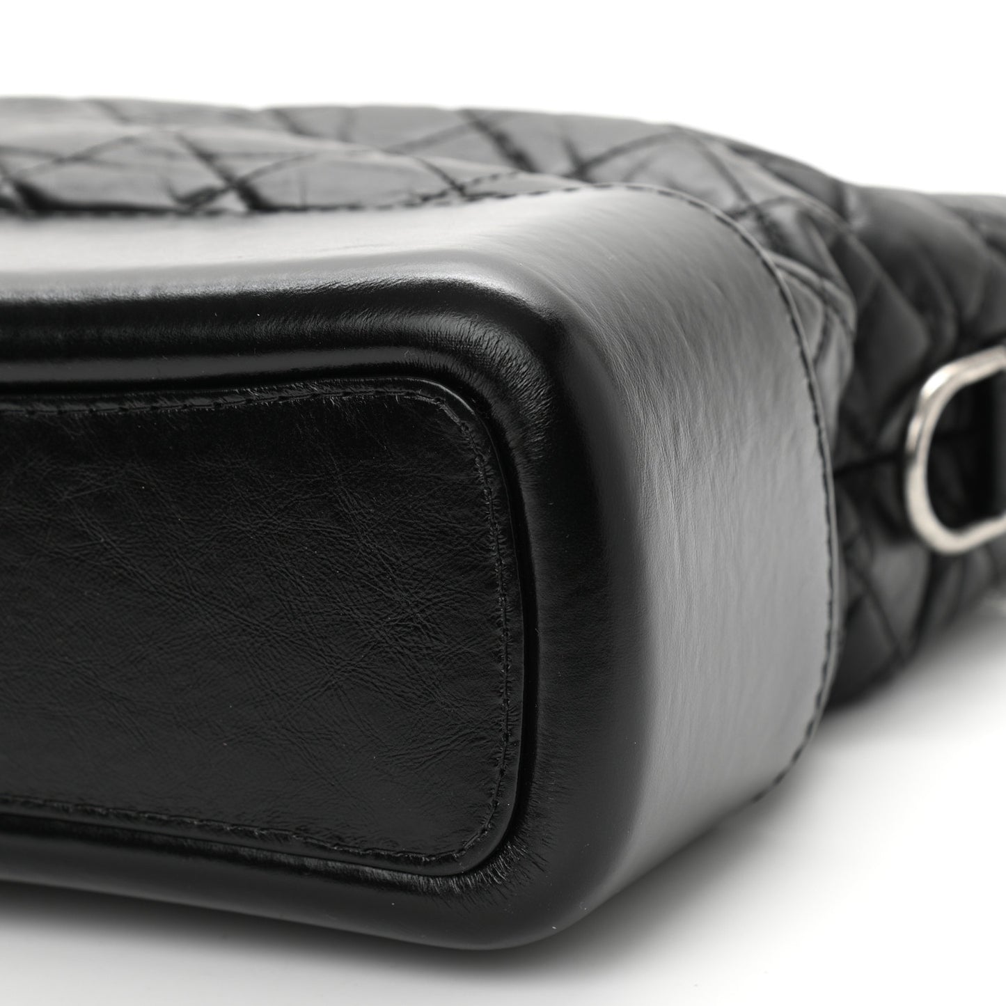 Aged Calfskin Quilted Medium Gabrielle Hobo Black