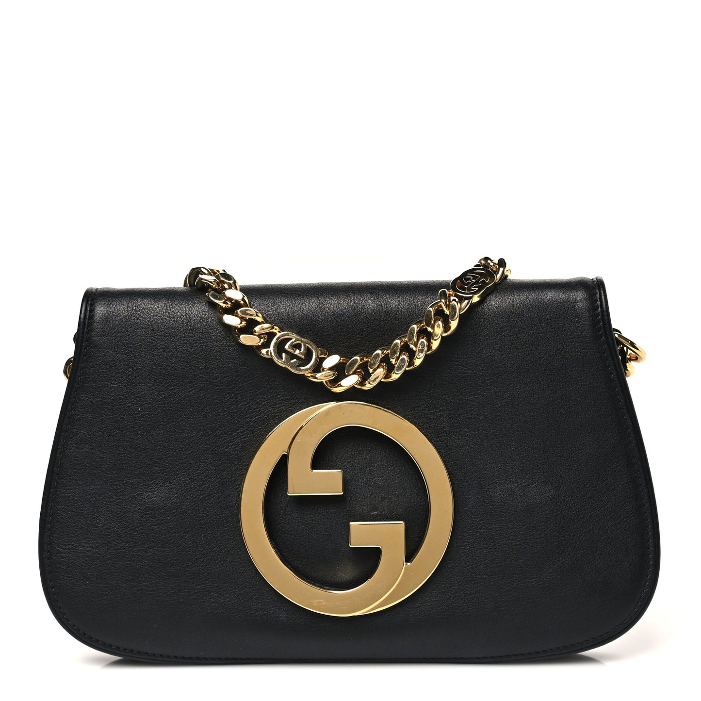 Roxy Calfskin Blondie Chain Shoulder Flap Bag Black