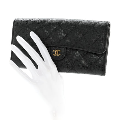 Chanel Caviar Quilted Large Gusset Flap Wallet Black 2 of 10