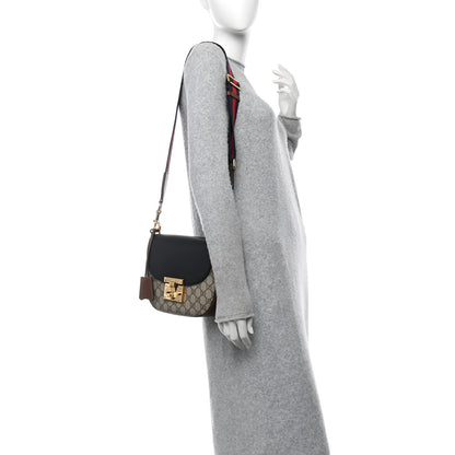 Gucci GG Supreme Monogram Web Medium Padlock Messenger Shoulder Bag Black 2 of 10