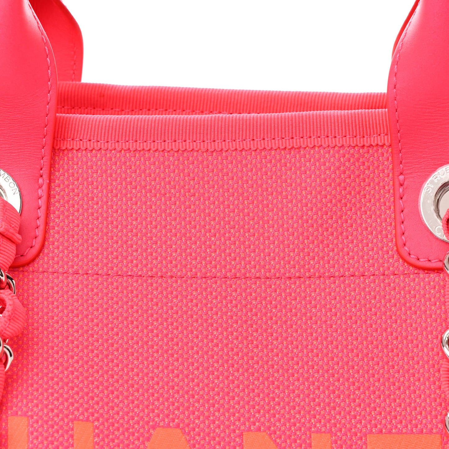 Mixed Fibers Calfskin Medium Deauville Tote Pink Orange