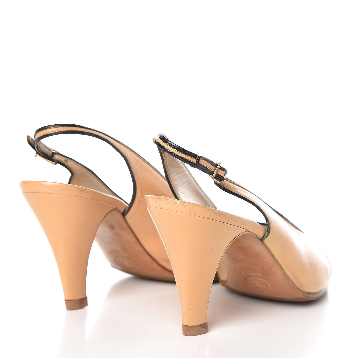 Chanel Lambskin Cap Toe Slingback Pumps 38.5 Beige 4 of 9