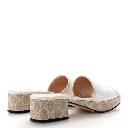 Gucci GG Supreme Monogram Malaga Kid Platform Mule Sandals 40 White Mystic White 5 of 10