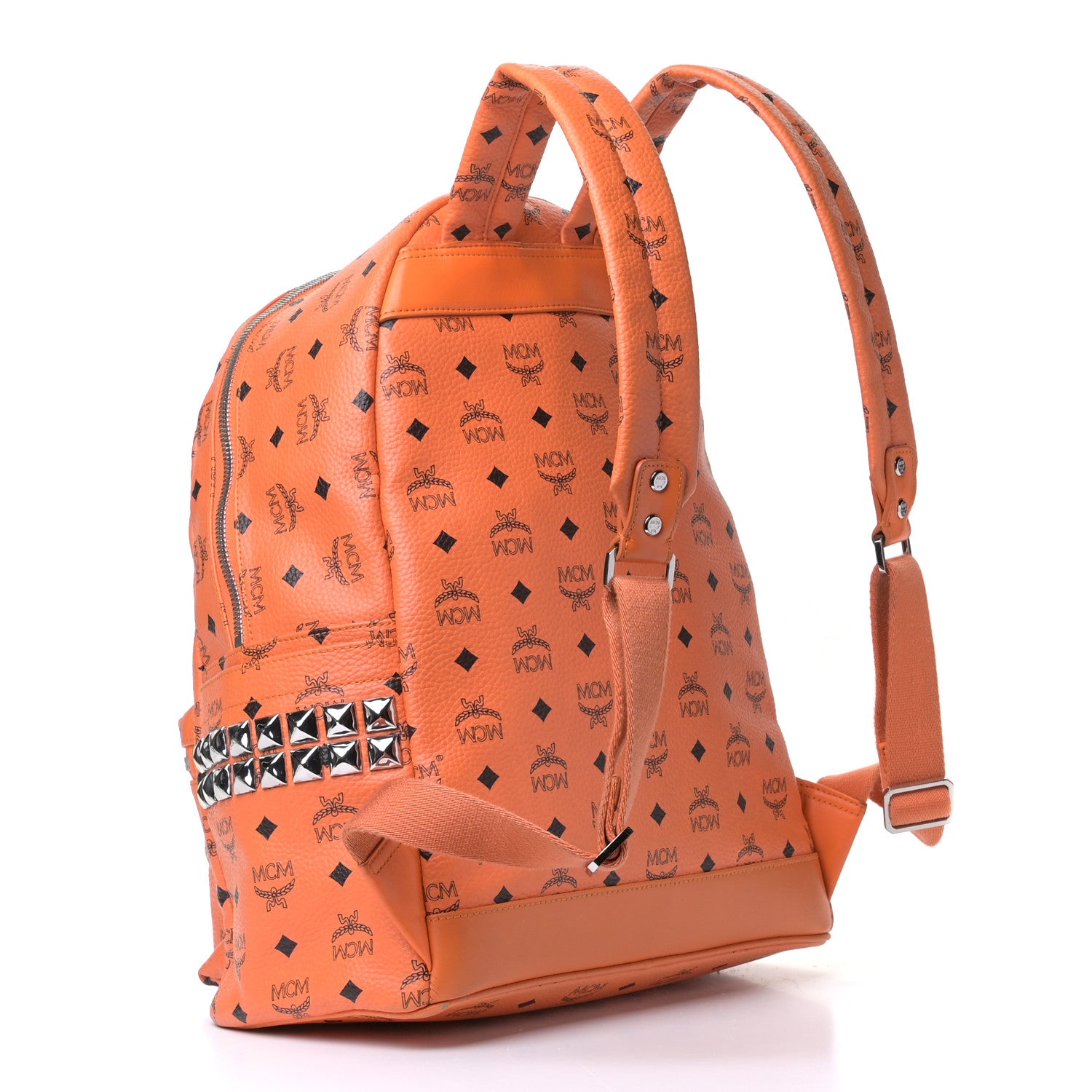 MCM Visetos Side Stud Medium Stark Backpack Orange 2 of 4