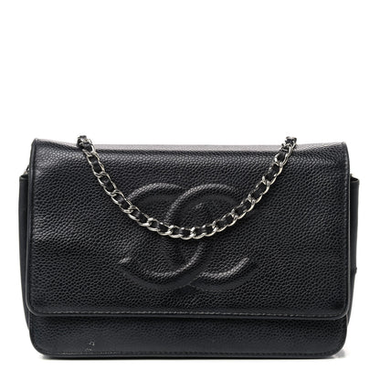 Chanel Caviar Timeless CC Wallet On Chain WOC Black 1 of 14