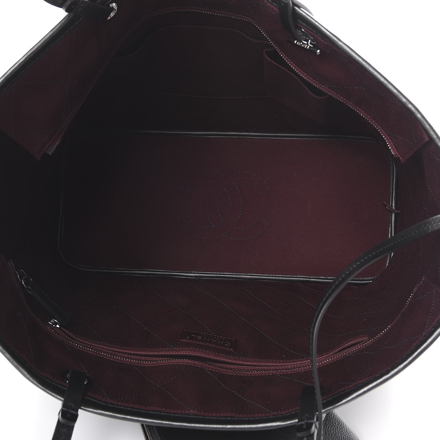 Grained Calfskin Large Shopping Fever Tote Black