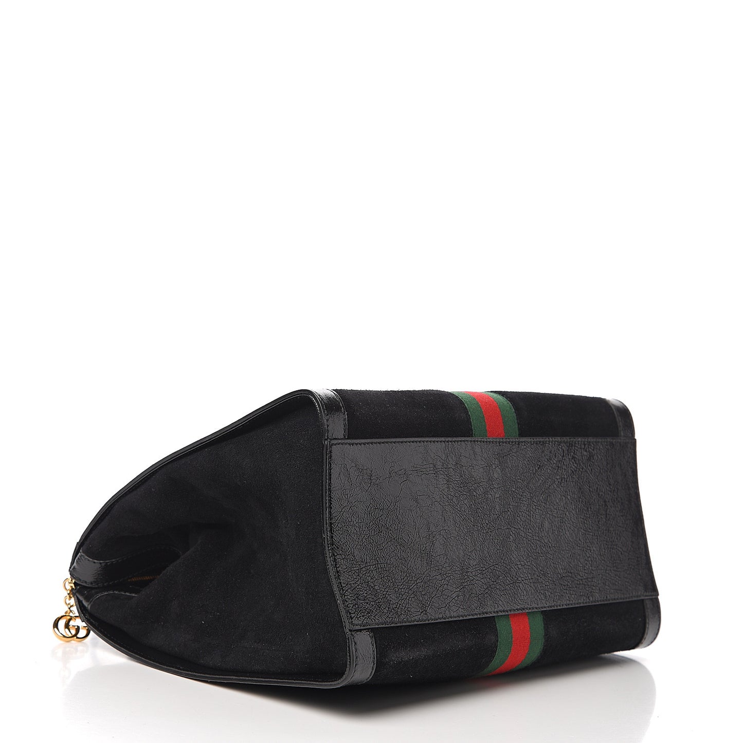 Suede Patent GG Web Medium Ophidia Tote Bag Black