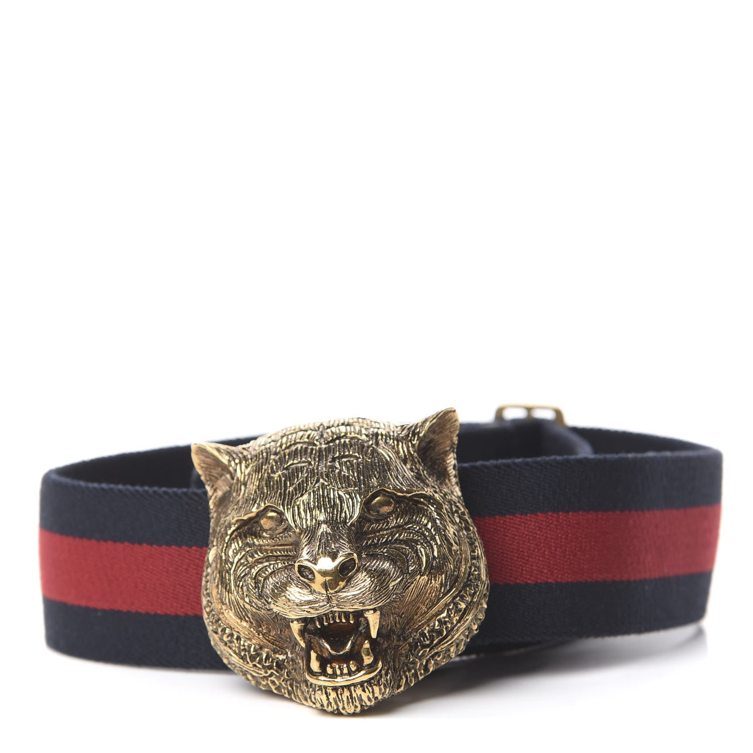 Gucci Web Feline Buckle Belt 70 28 Blue Red 1 of 3