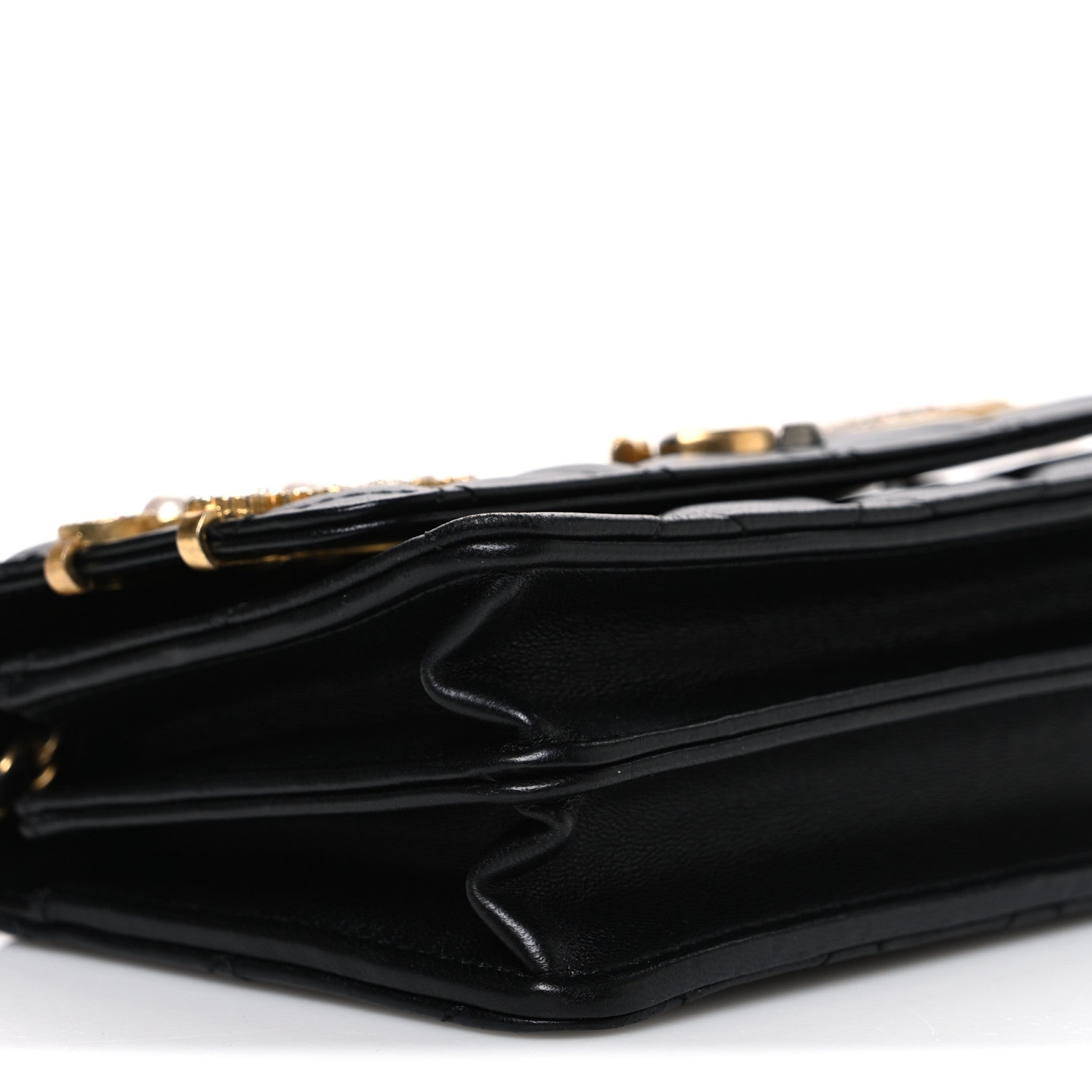 Chanel Lambskin Quilted Coco Clips Mini Wallet On Chain WOC Black 10 of 12