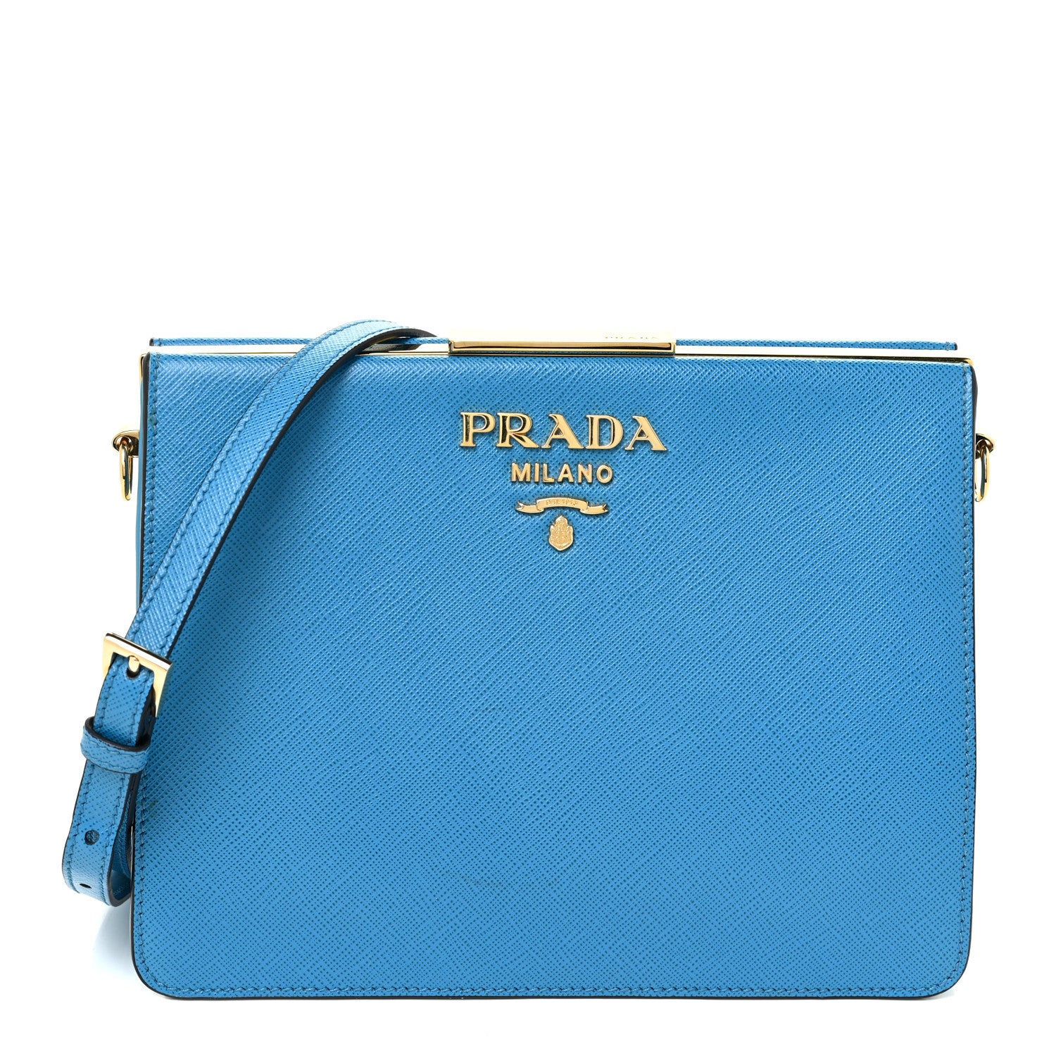 Prada Saffiano City Calf Light Frame Bag Celeste 1 of 15