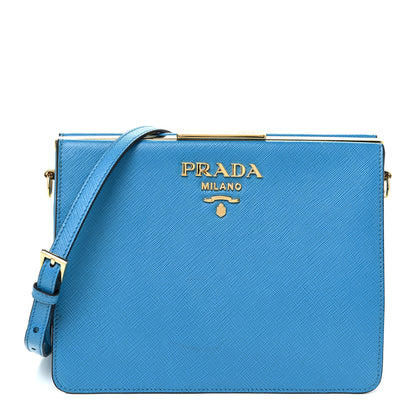 Prada Saffiano City Calf Light Frame Bag Celeste 1 of 15