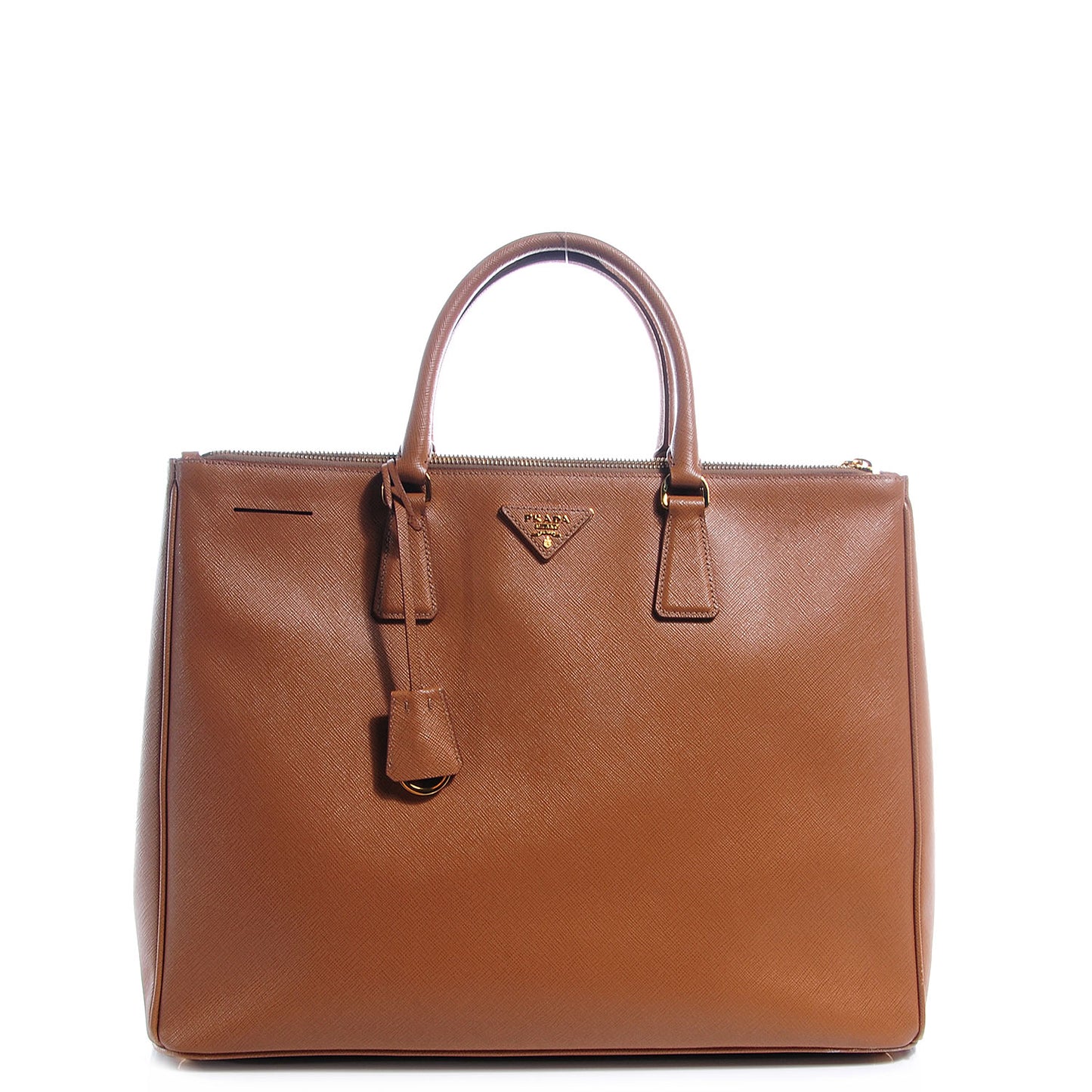 Saffiano Lux Extra Large Galleria Double Zip Tote Caramel