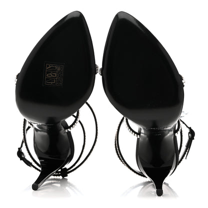 Saint Laurent Crepe Satin Crystal Satine 110 Sandals 36 Black 6 of 9
