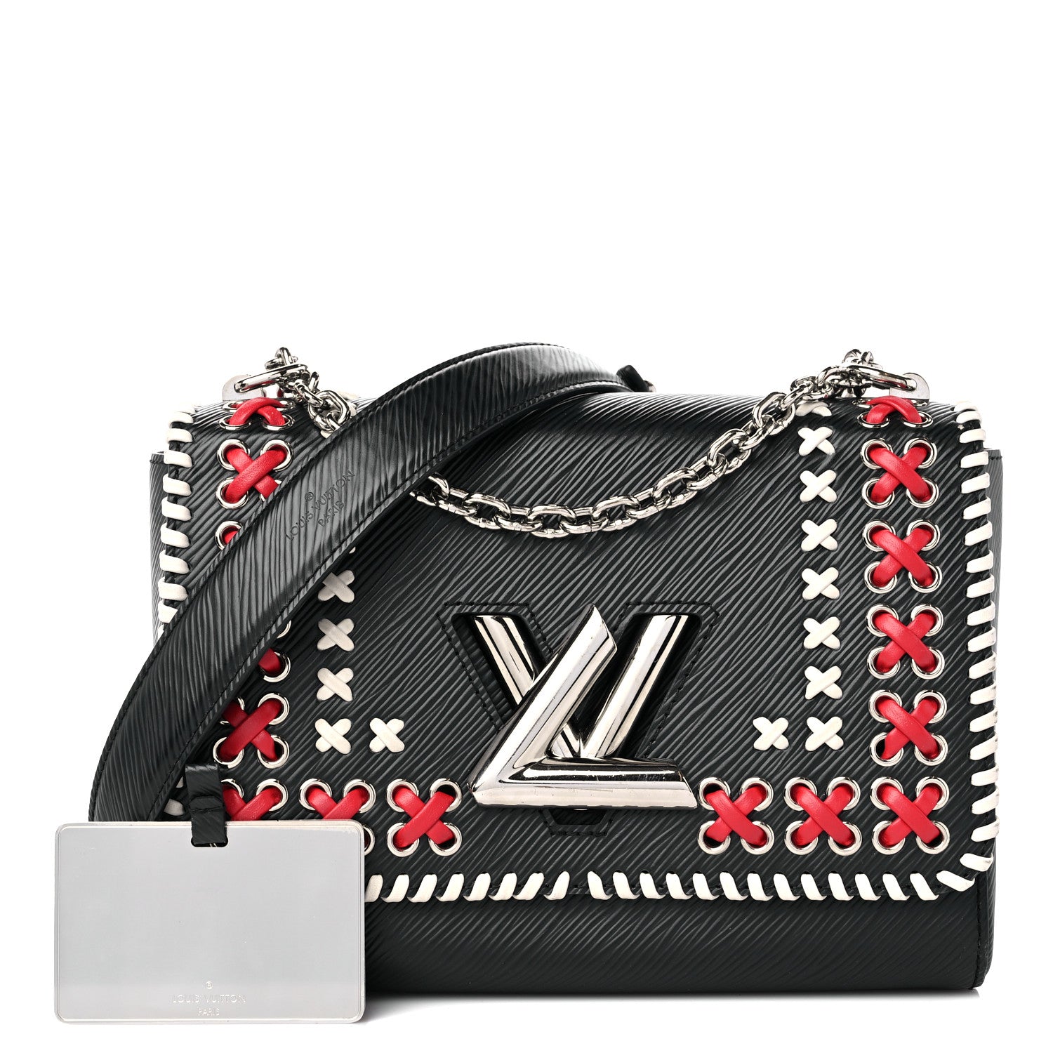Louis Vuitton Epi Embroidered Twist Shoulder Bag MM Black 1 of 13