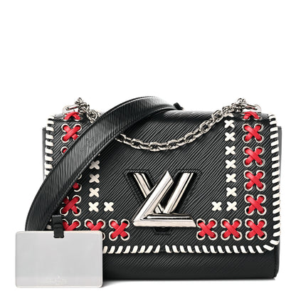 Louis Vuitton Epi Embroidered Twist Shoulder Bag MM Black 1 of 13