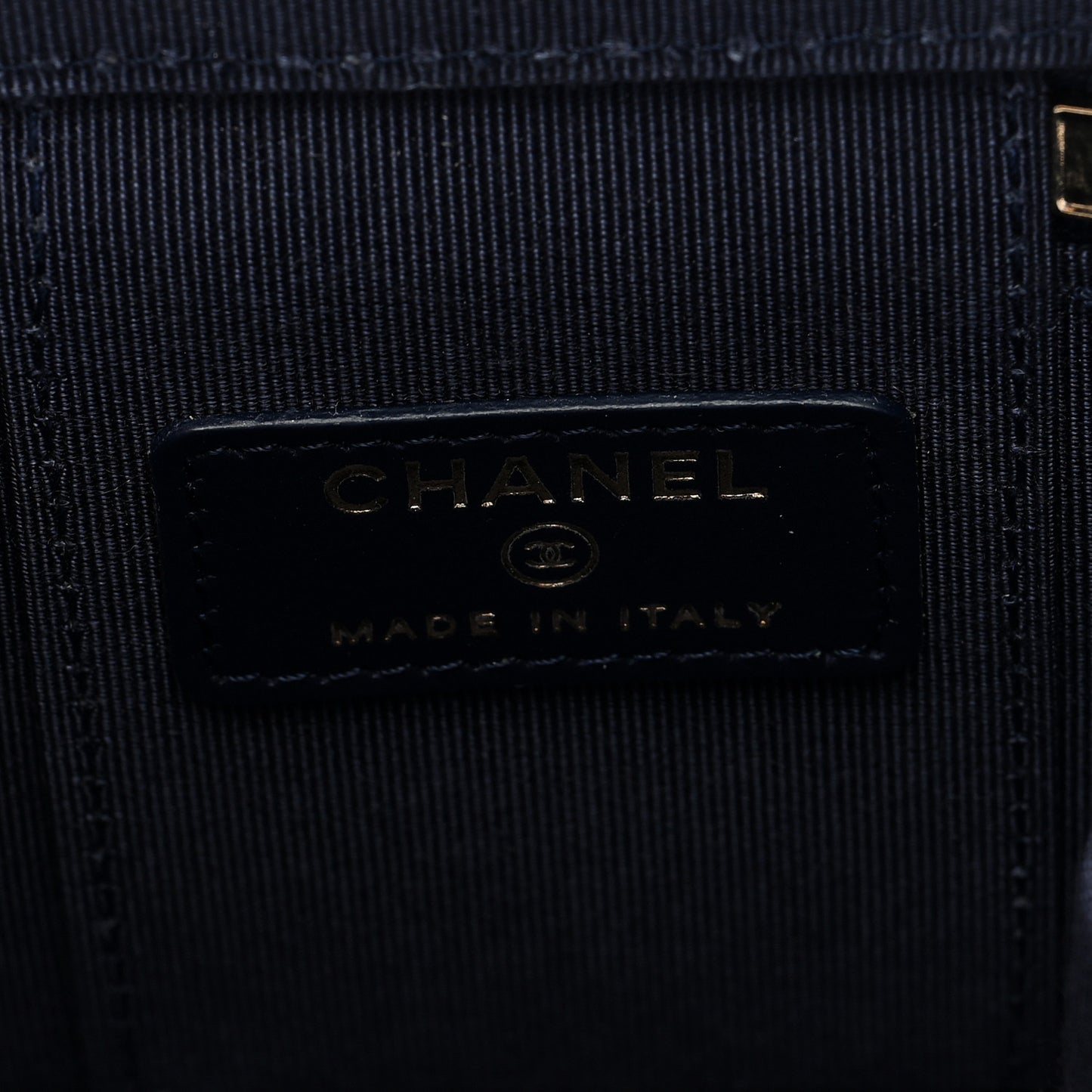 Caviar Quilted Mini Vanity Case With Chain Navy Blue