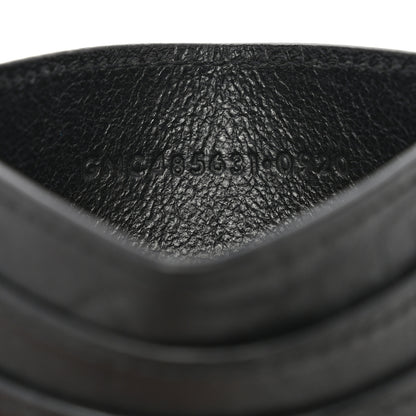 Saint Laurent Calfskin Crocodile Embossed Monogram Credit Card Case Black 7 of 8
