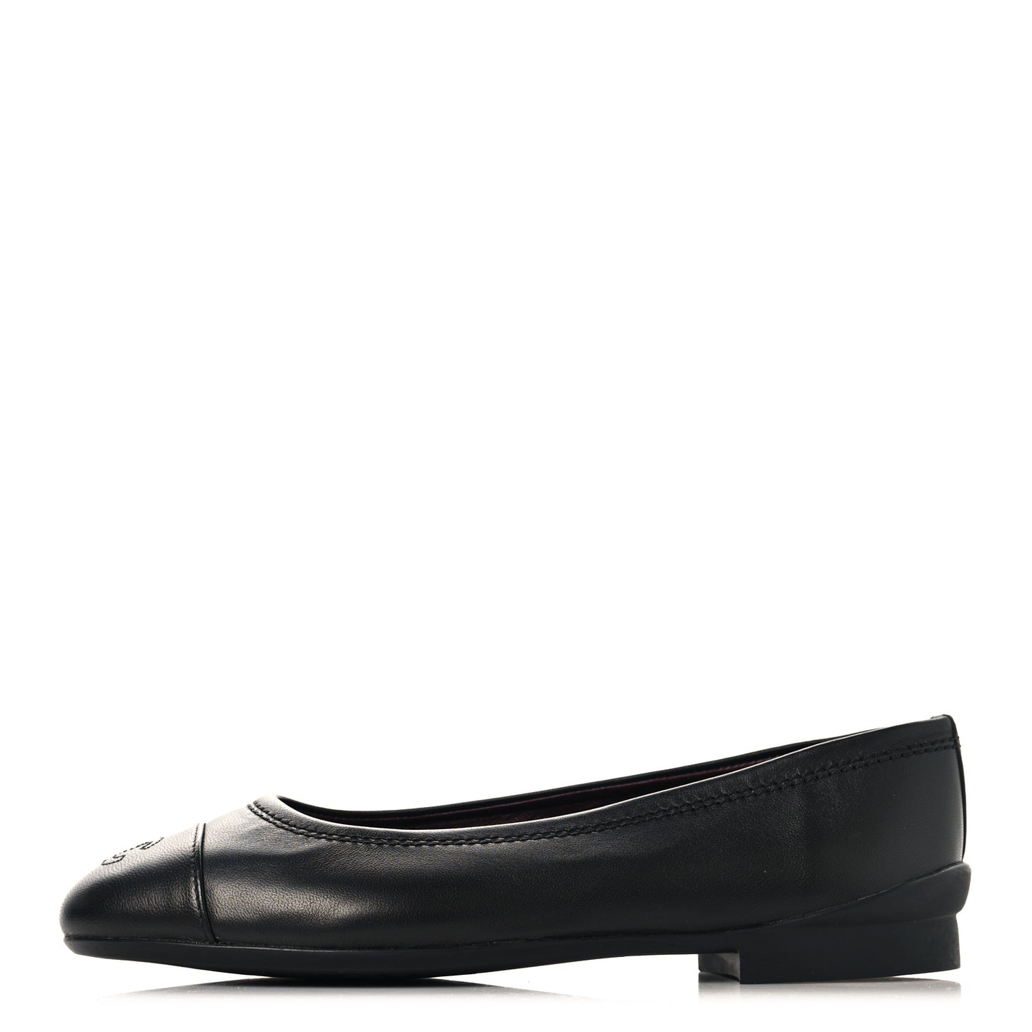 Lambskin Cap Toe CC Uniform Ballerina Flats 37 Black