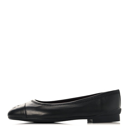 Chanel Lambskin Cap Toe CC Uniform Ballerina Flats 37 Black 1 of 9